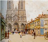 Eugene Galien-Laloue La Cathedrale de Reims painting